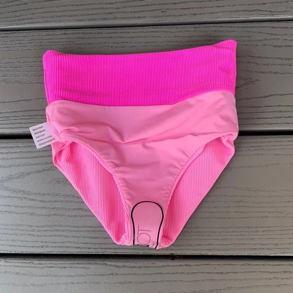 Beach Riot Girls Little Mackenzie Heidi Set Peak Pink Colorblock - Picture 9 of 12